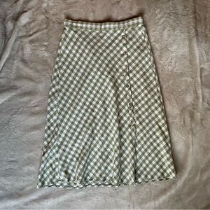 Vera Moda - Sage and White Gingham Button up Midi Skirt